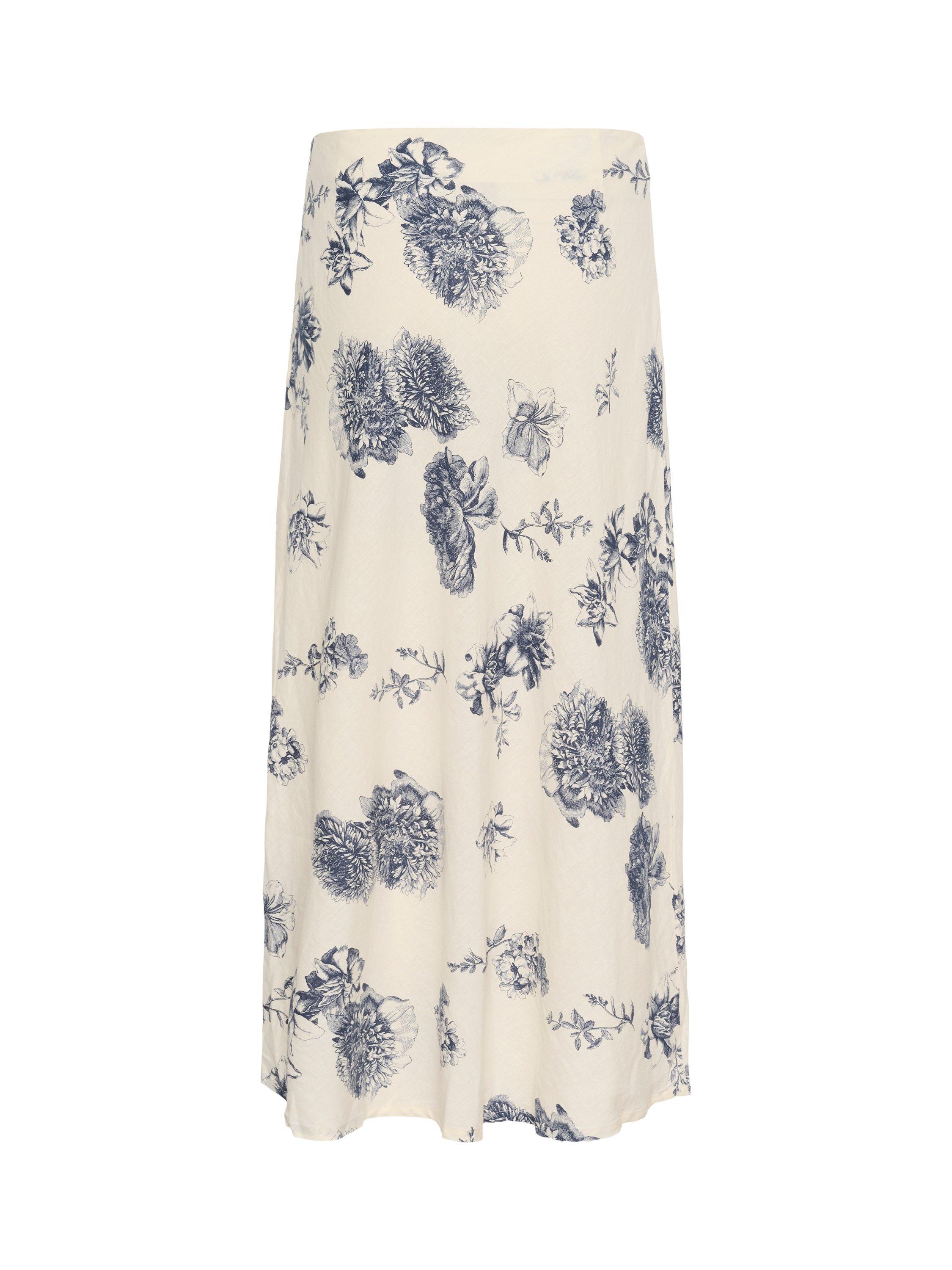 Product image 6 of 6, which shows Part Two Nittas Floral Linen Blend Midi Skirt, Blue/Multi, 8