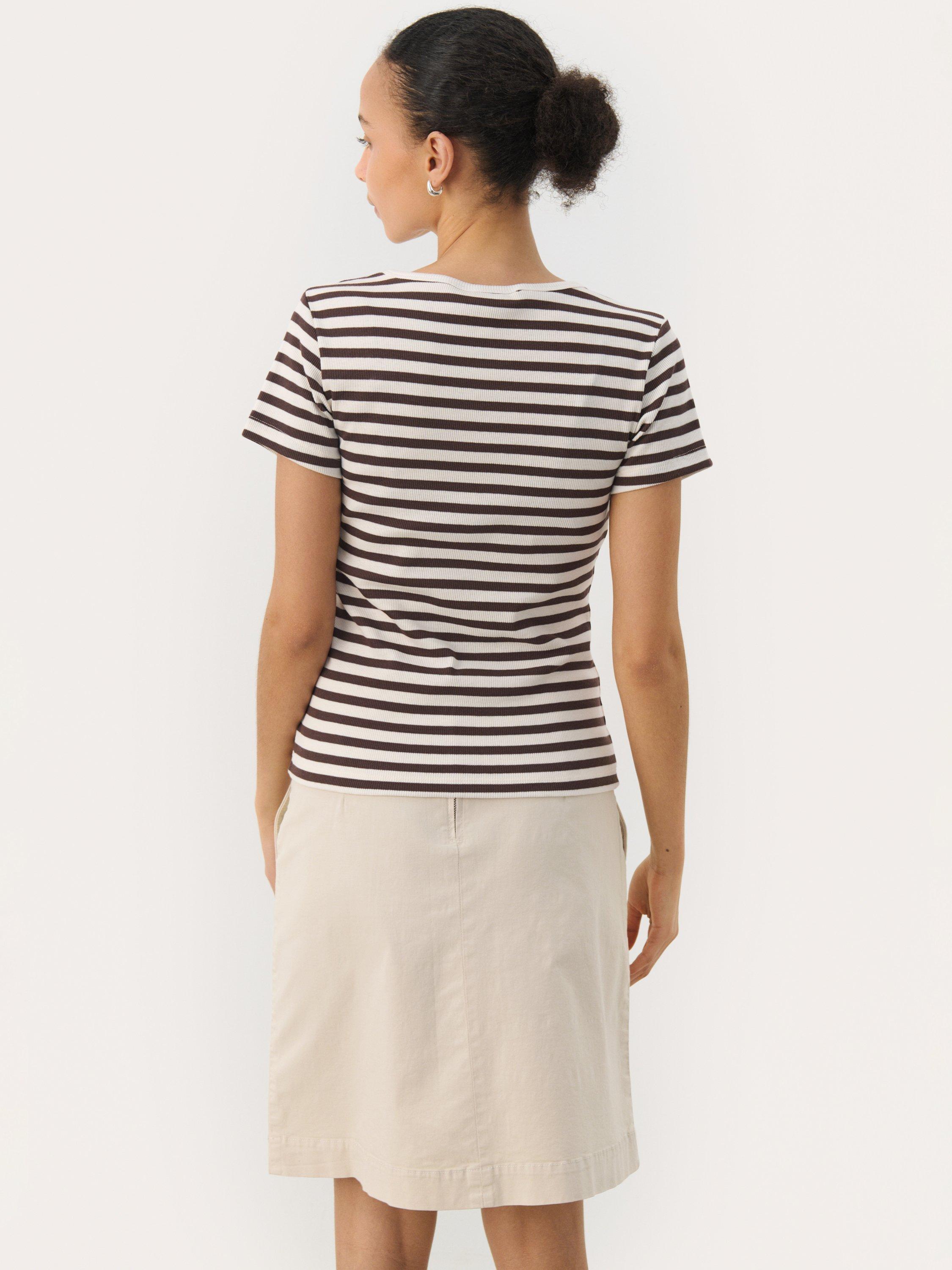 Product image 2 of 6, which shows Part Two Rochelle Stripe T-Shirt, Brown/Multi, XS