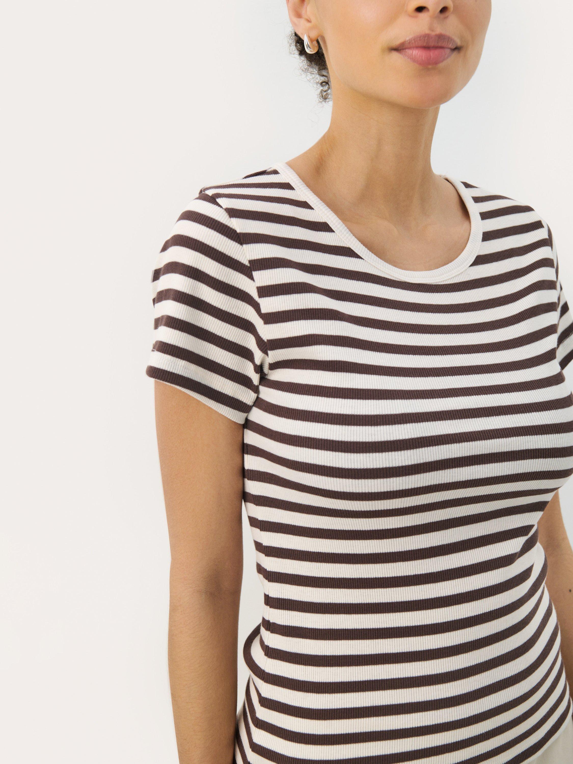Product image 4 of 6, which shows Part Two Rochelle Stripe T-Shirt, Brown/Multi, XS