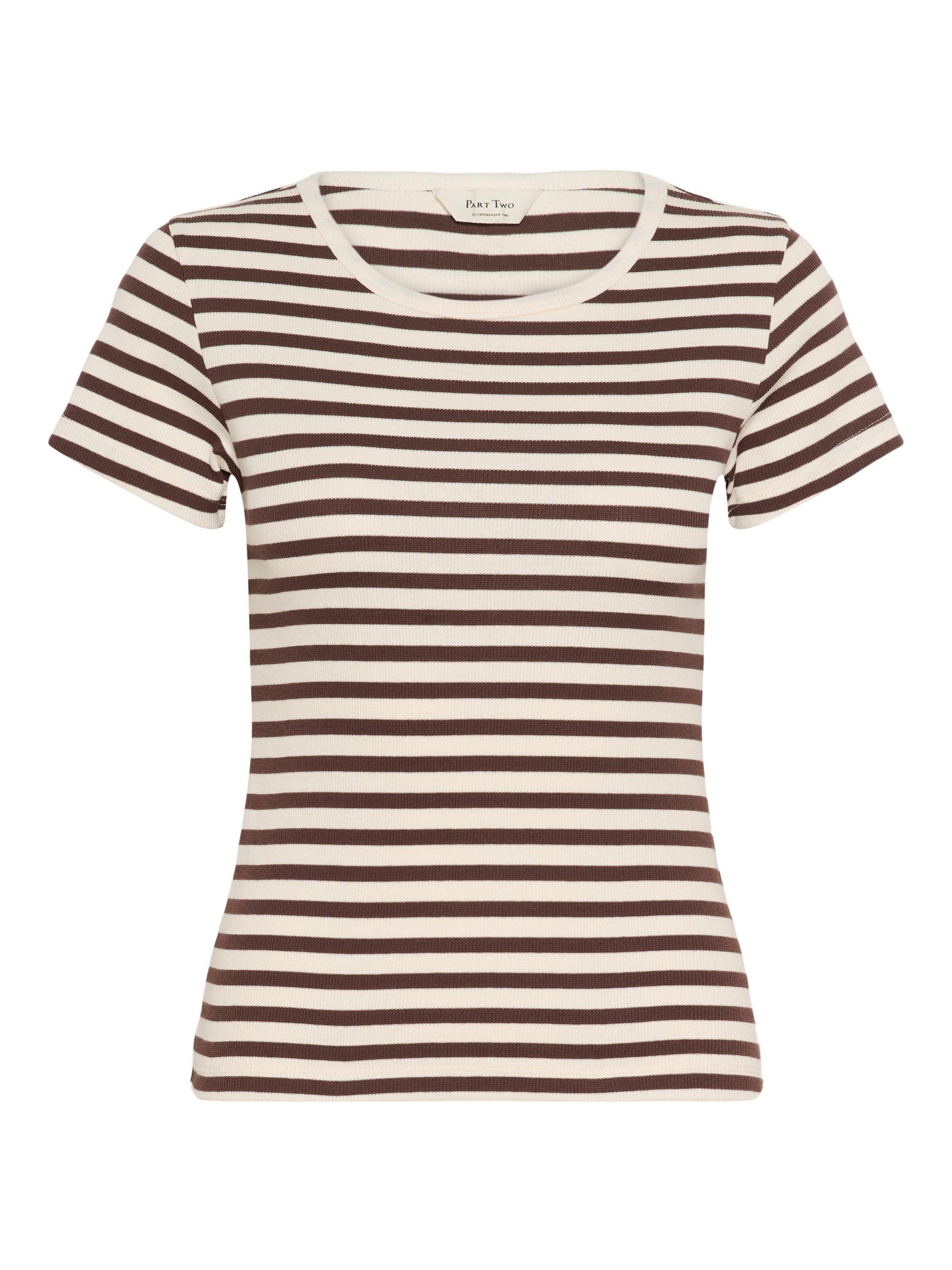 Product image 5 of 6, which shows Part Two Rochelle Stripe T-Shirt, Brown/Multi, XS