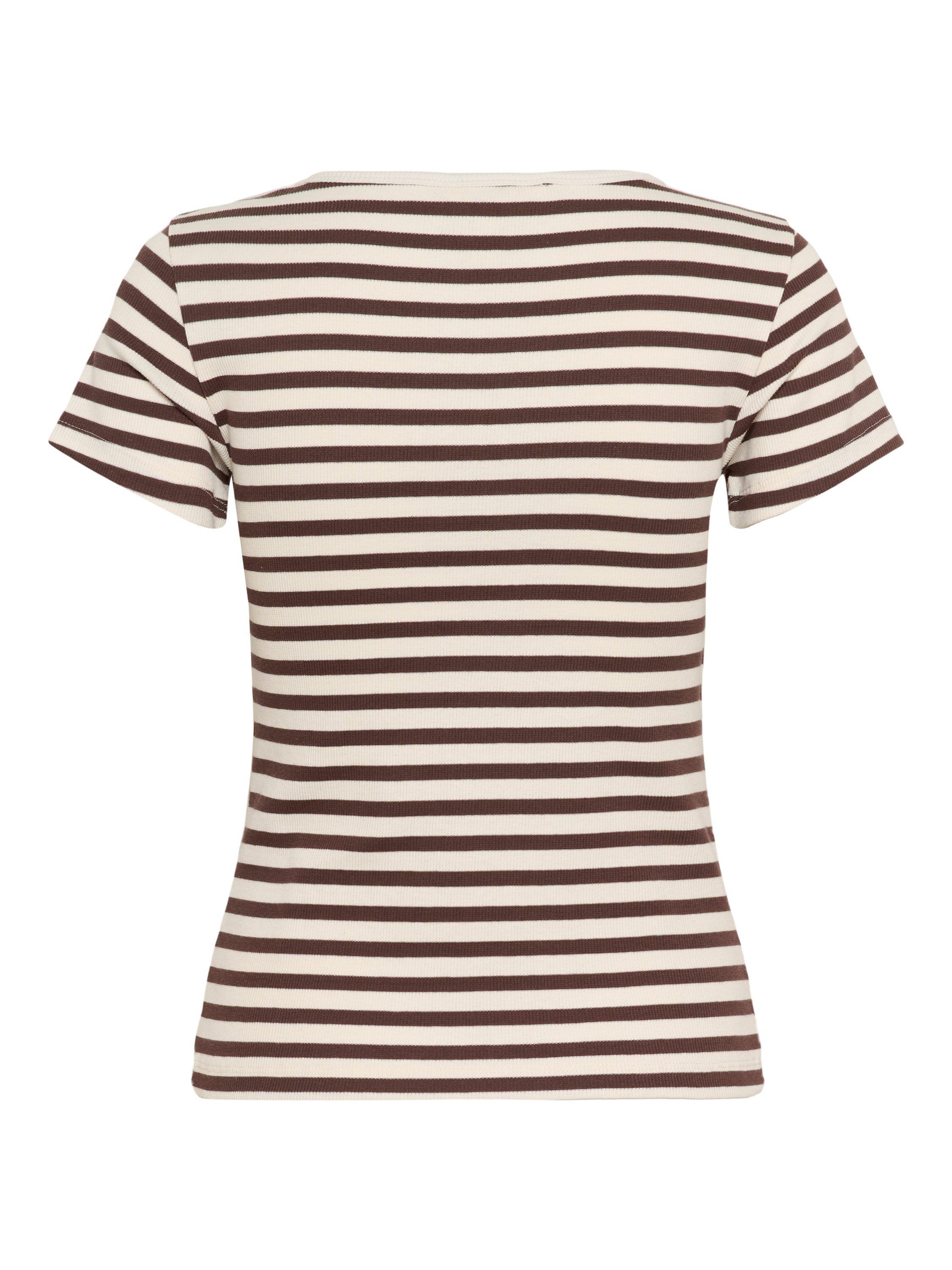 Product image 6 of 6, which shows Part Two Rochelle Stripe T-Shirt, Brown/Multi, XS