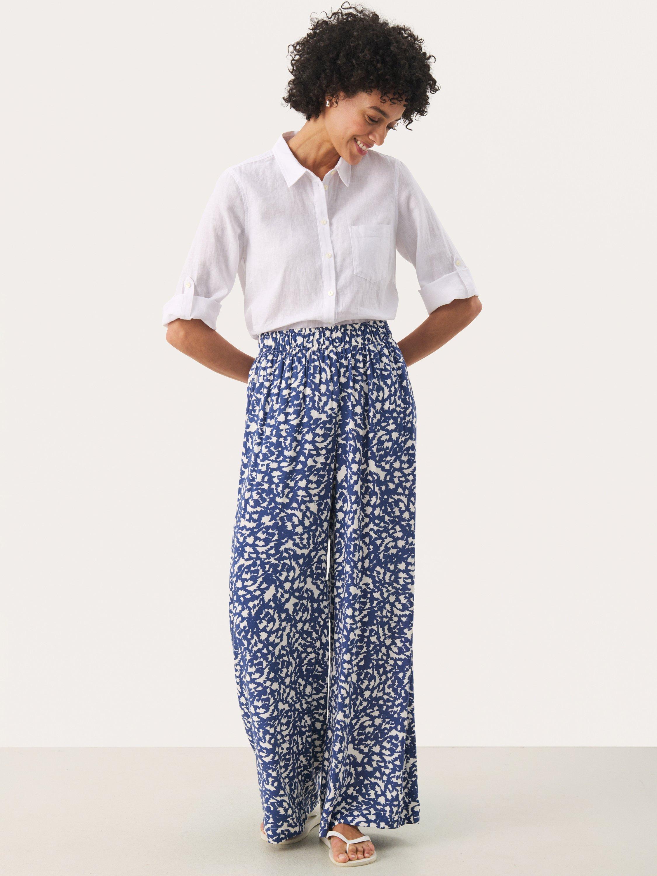 Product image 3 of 6, which shows Part Two Alfies Abstract Wide Leg Trousers, Blue/Multi, 10