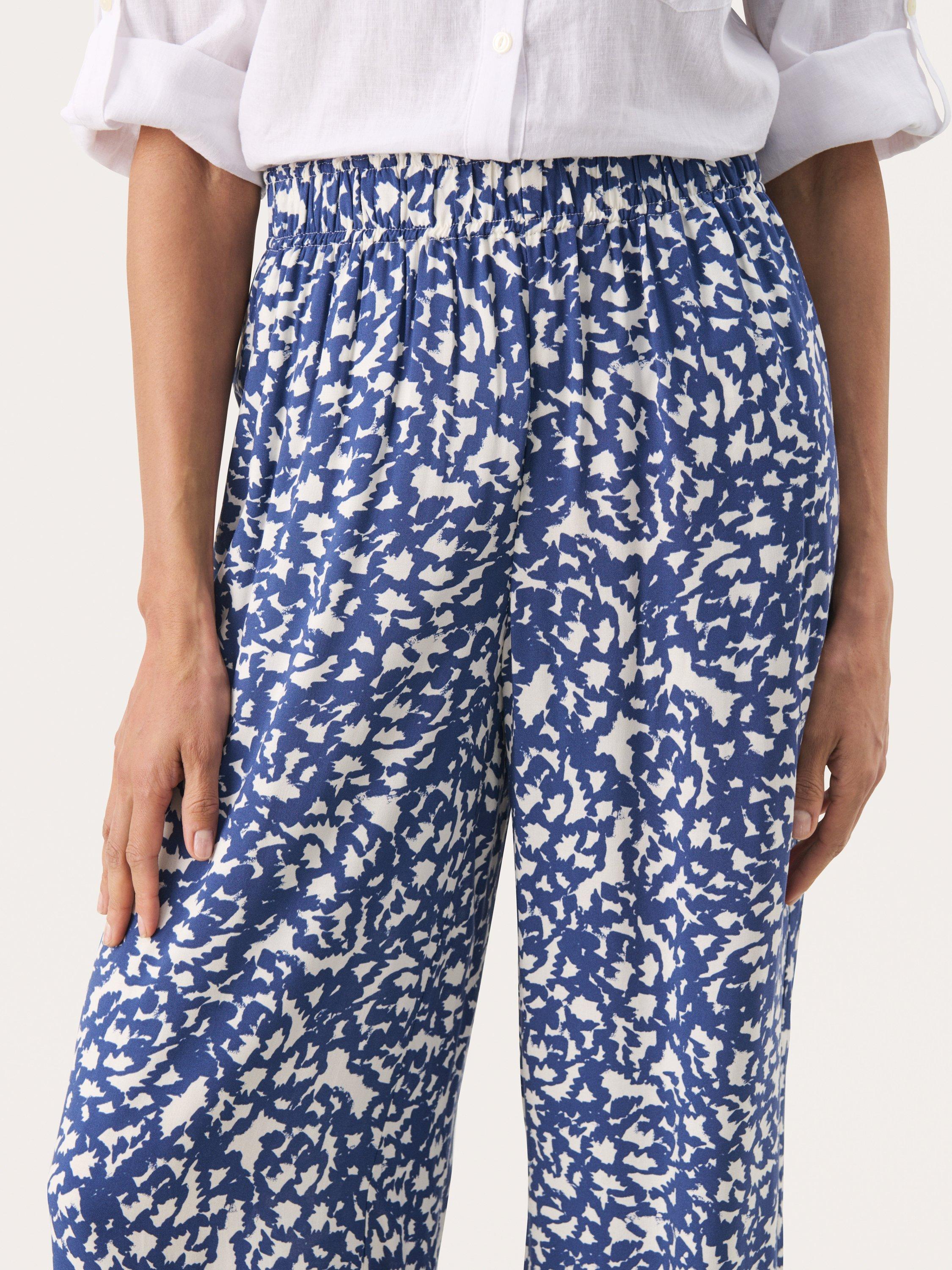 Product image 4 of 6, which shows Part Two Alfies Abstract Wide Leg Trousers, Blue/Multi, 10