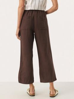 Part Two Eniolas Linen Blend Cropped Wide Leg Trousers - view 2, Mid Brown
