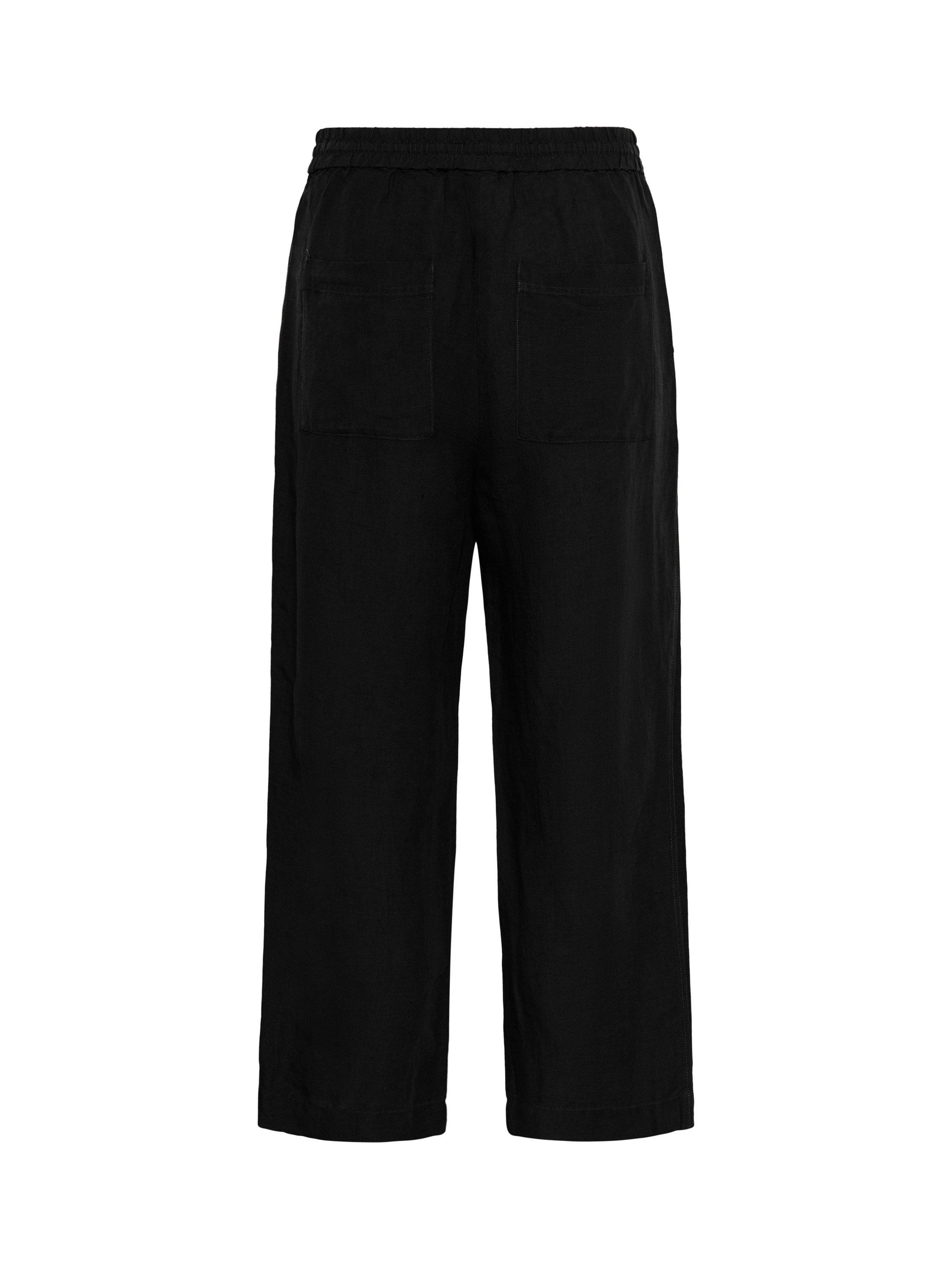 Product image 6 of 6, which shows Part Two Eniolas Linen Blend Cropped Wide Leg Trousers, Black, 8