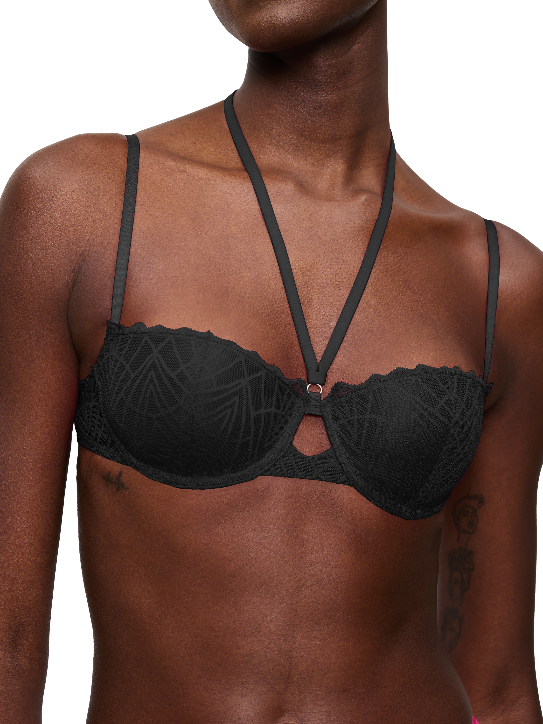 Product image 4 of 6, which shows Triumph Night Vegas Underwired Padded Balconette Bra, Black, 32B