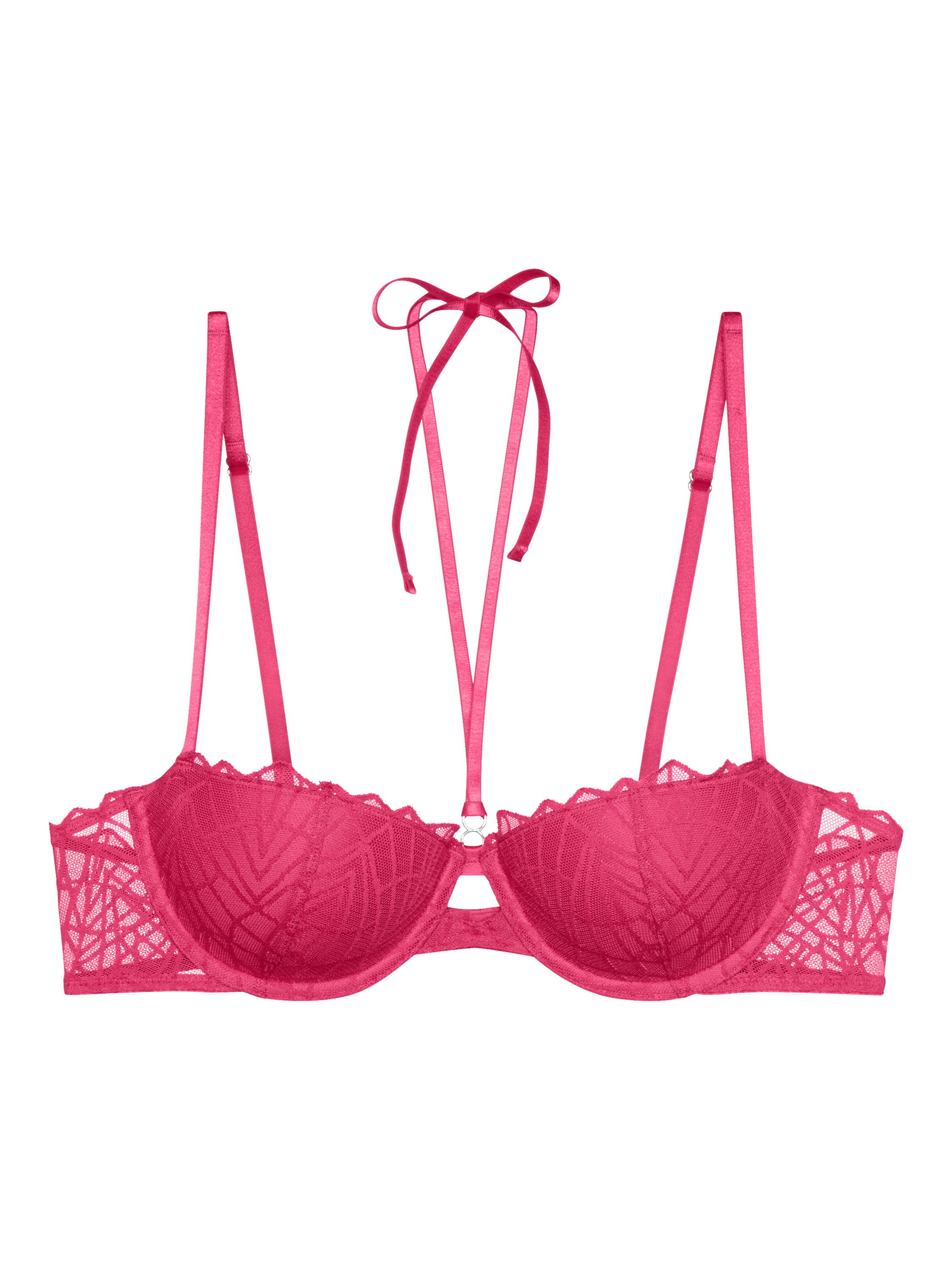 Product image 6 of 6, which shows Triumph Night Vegas Underwired Padded Balconette Bra, Flashy Pink, 32C