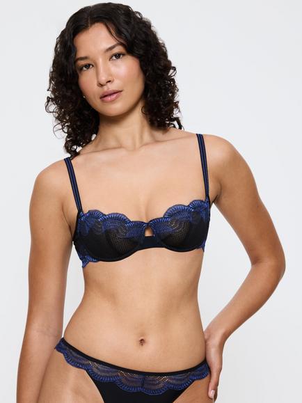 Triumph Comfort Glam Lace Underwired Balconette Bra, Black