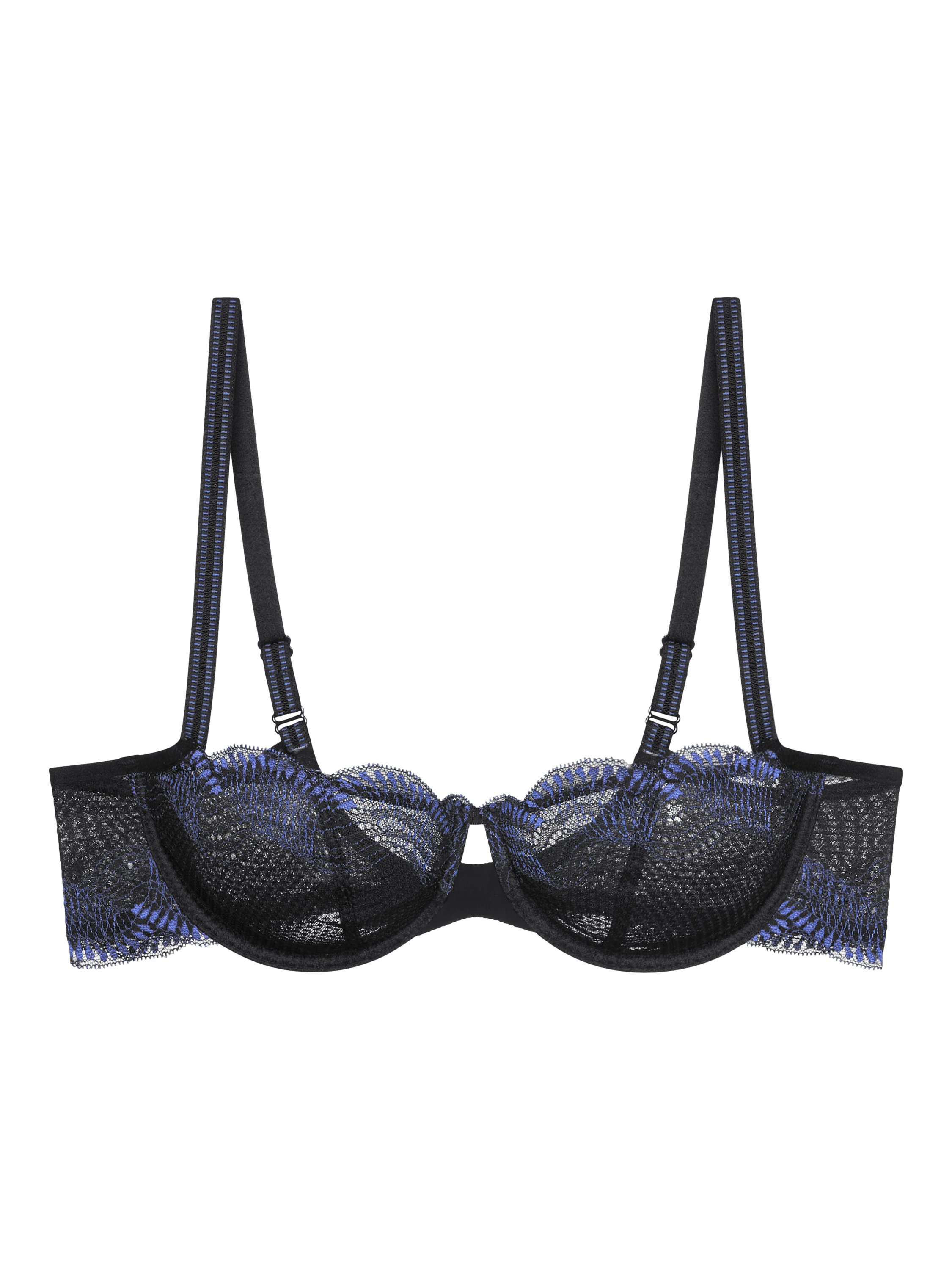Product image 6 of 6, which shows Triumph Comfort Glamour Lace Underwired Balconette Bra, Black, 32B