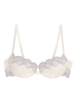 Triumph Comfort Glamour Lace Underwired Balconette Bra, Silk White