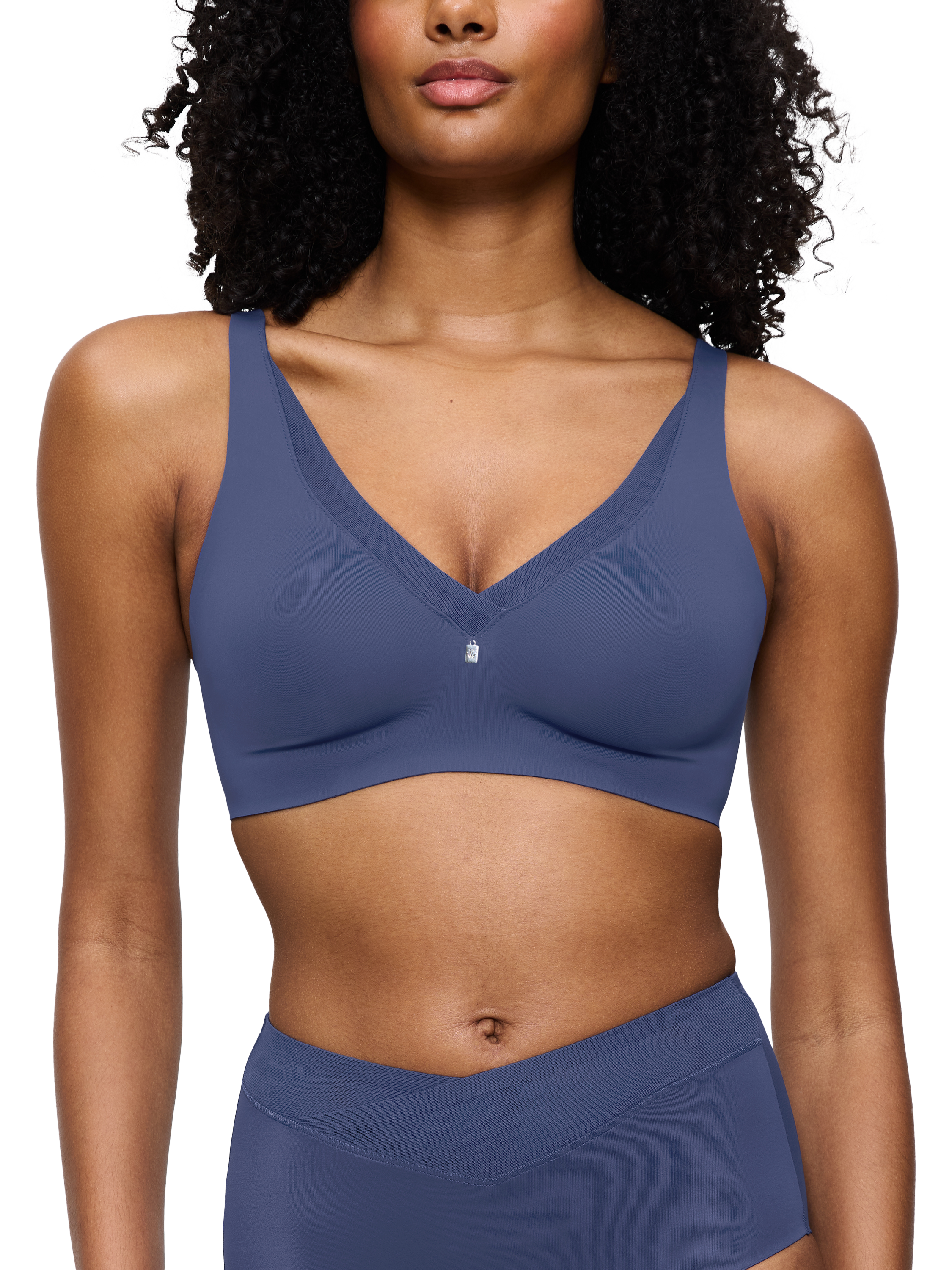 Product image 1 of 5, which shows Triumph True Shape Sensation T N01 Minimiser Bra, Vintage Denim, 32D