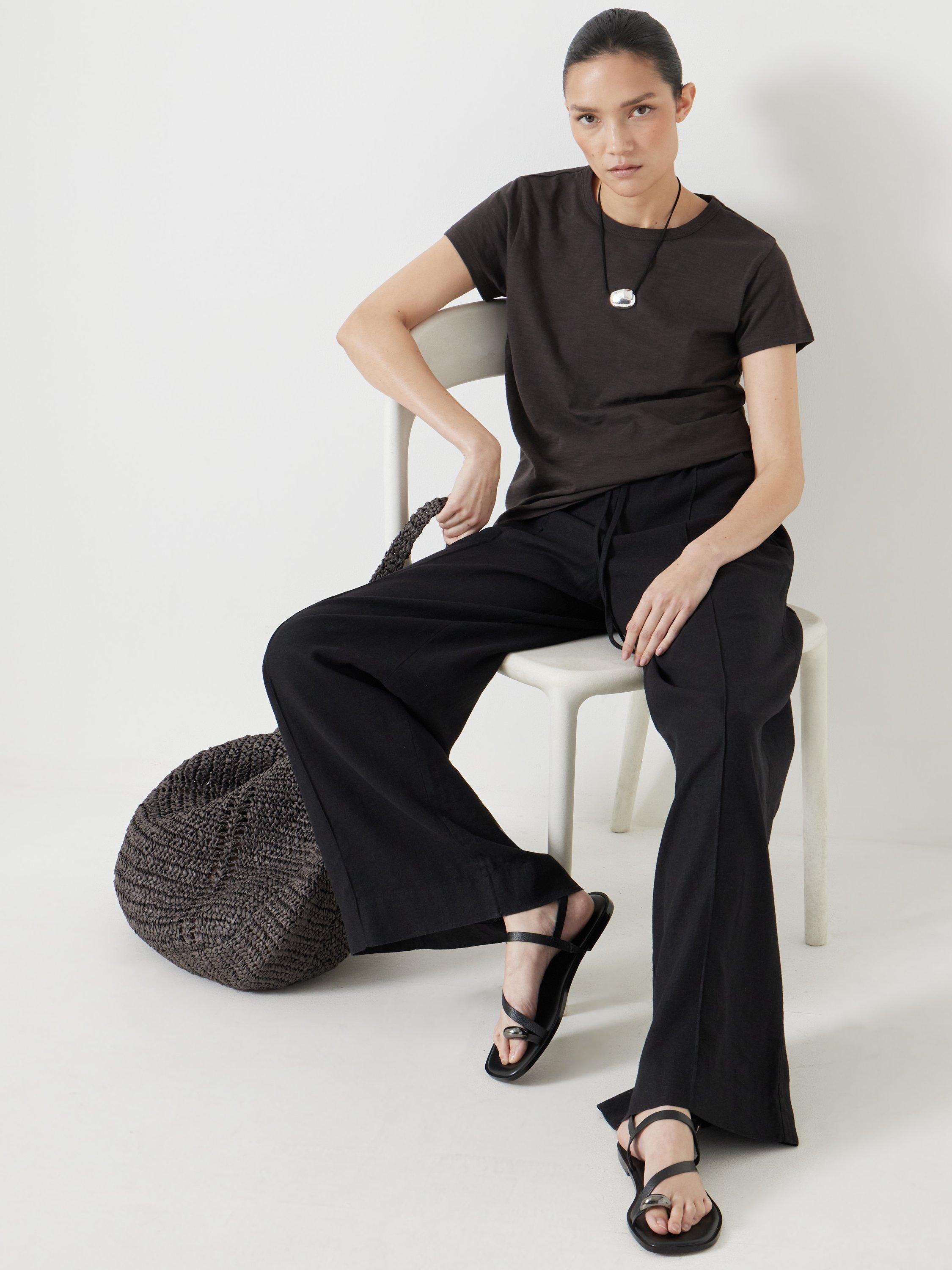 Product image 3 of 5, which shows HUSH Linen Blend Petunia Wide Leg Trousers, Washed Black, 4R
