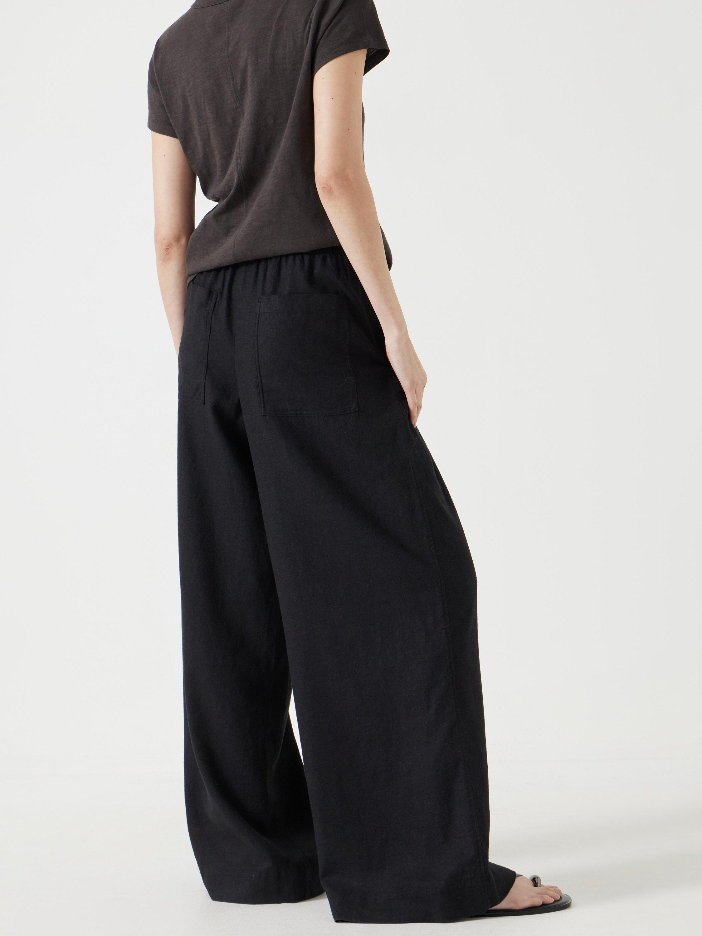 Product image 4 of 5, which shows HUSH Linen Blend Petunia Wide Leg Trousers, Washed Black, 4R