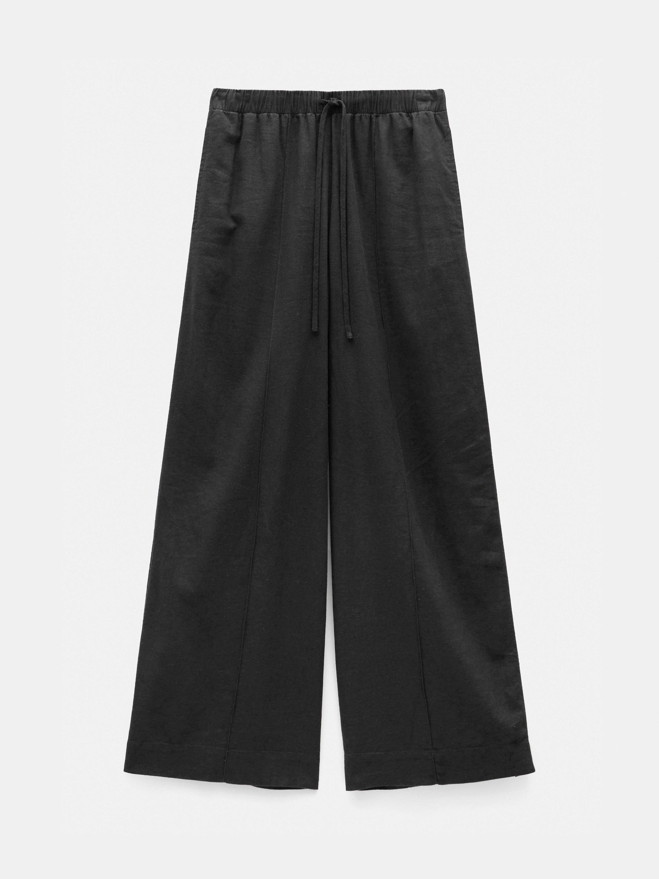 Product image 5 of 5, which shows HUSH Linen Blend Petunia Wide Leg Trousers, Washed Black, 4R