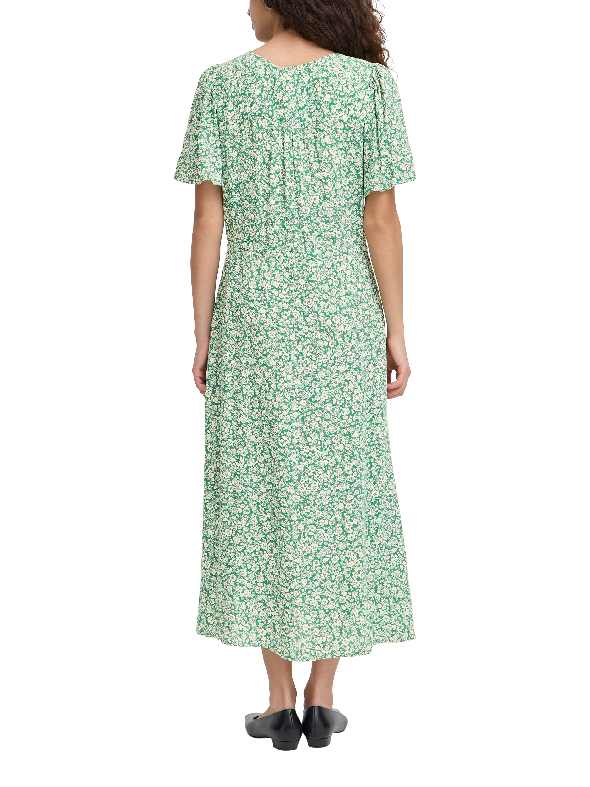 Product image 2 of 4, which shows ICHI Vera Floral Midi Dress, Pine Green, 8