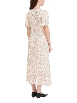 ICHI Vera Floral Midi Dress, Pink/Multi - view 2, Pink/Multi