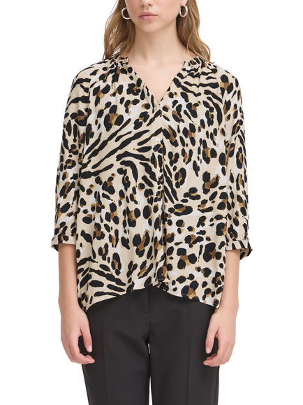 ICHI Marrakech Animal Print Shirt, Caribou/Multi, Caribou/Multi