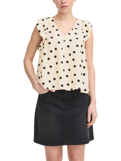 ICHI Tadita Polka Dot Top, Birch/Multi, Birch/Multi