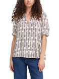ICHI Vera Ikat Stripe Top, Birchmulti