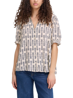 ICHI Vera Ikat Stripe Top, Birchmulti, Birchmulti