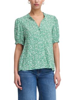 ICHI Vera Floral Top, Pine Green/Multi, Pine Green/Multi