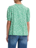 ICHI Vera Floral Top, Pine Green/Multi