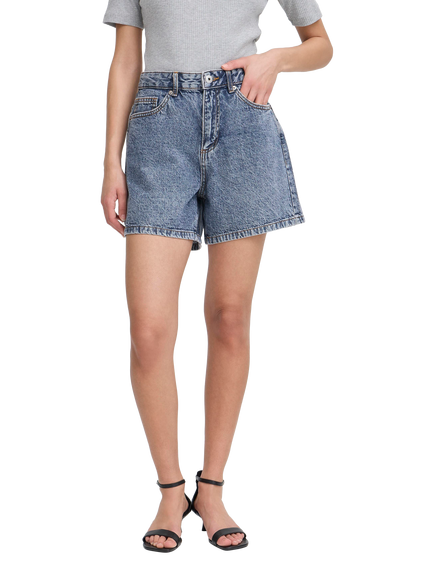 ICHI Aveny High Waist Denim Shorts, Medium Blue, Medium Blue