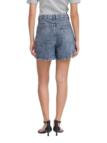 ICHI Aveny High Waist Denim Shorts, Medium Blue - view 2, Medium Blue