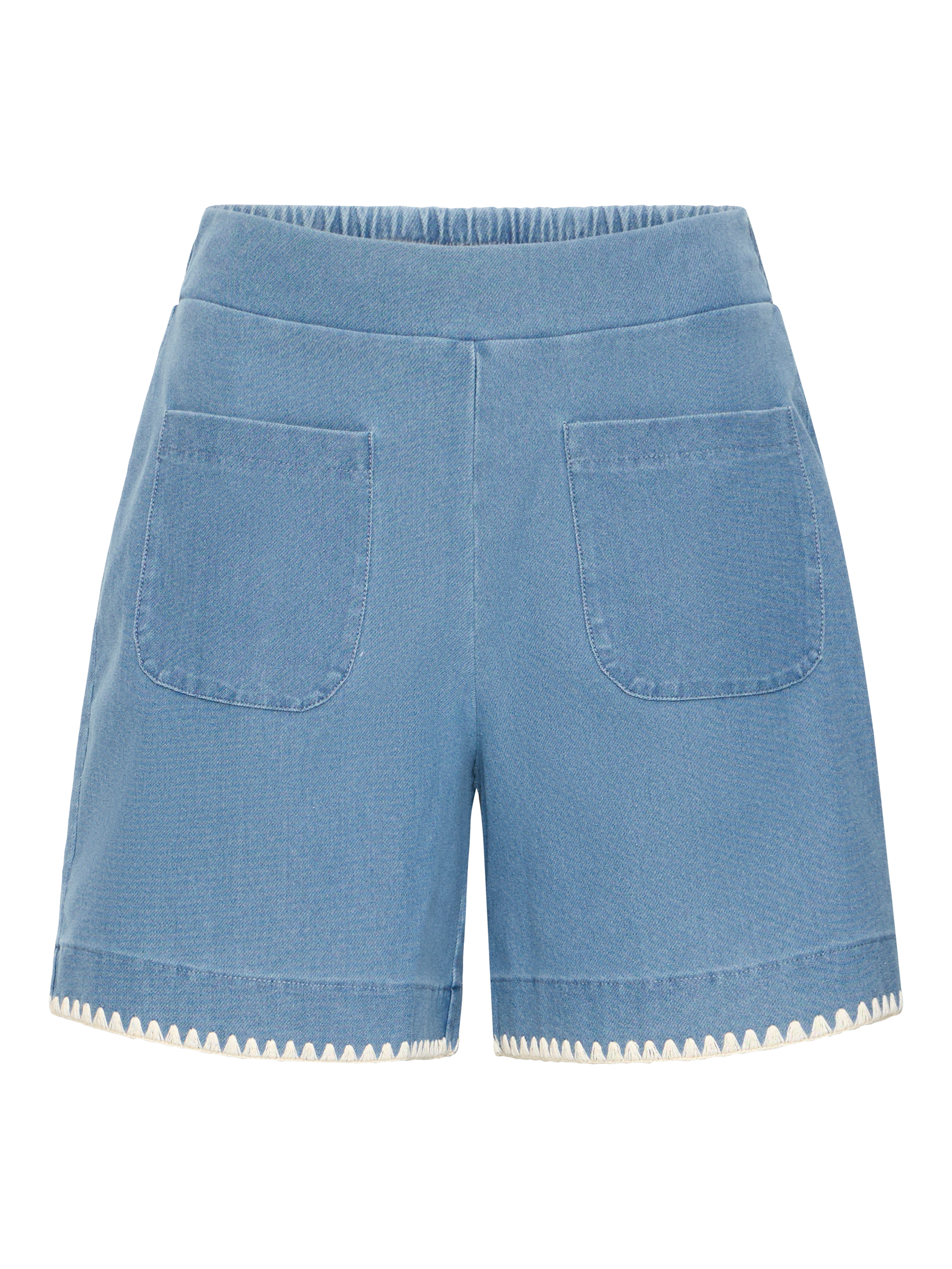 Product image 5 of 7, which shows ICHI Kate Denim Shorts, Light Blue, XS