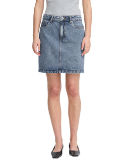 ICHI Haveny Denim Skirt, Medium Blue, Medium Blue