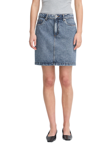 ICHI Haveny Denim Skirt, Medium Blue, Medium Blue