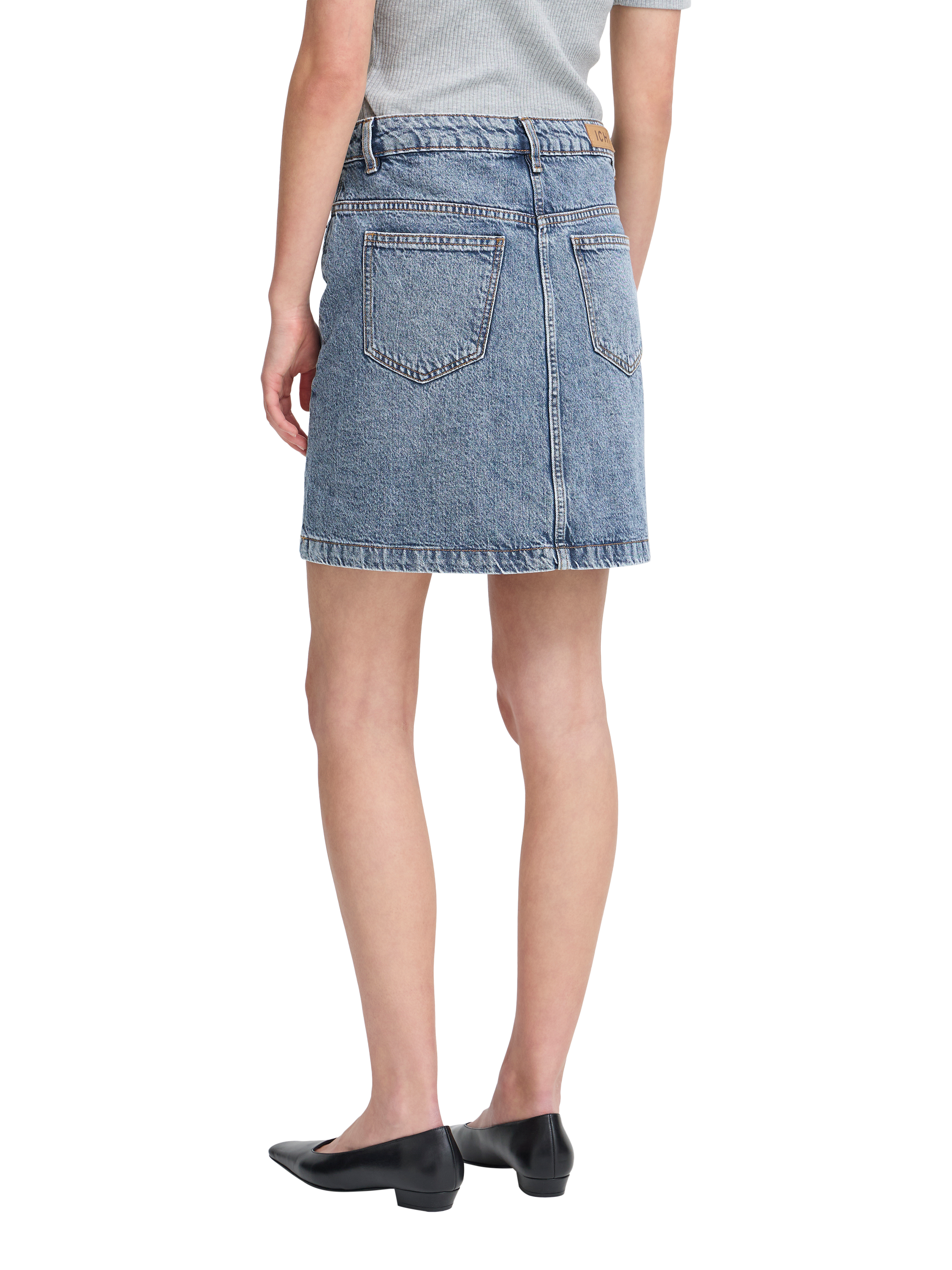 Product image 2 of 7, which shows ICHI Haveny Denim Skirt, Medium Blue, 8
