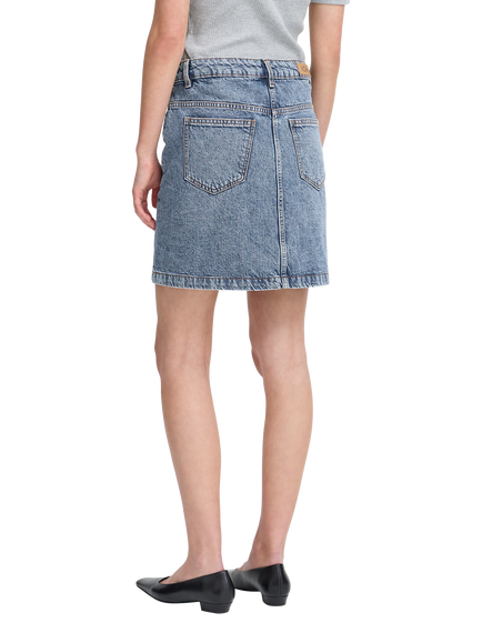 ICHI Haveny Denim Skirt, Medium Blue - view 2, Medium Blue