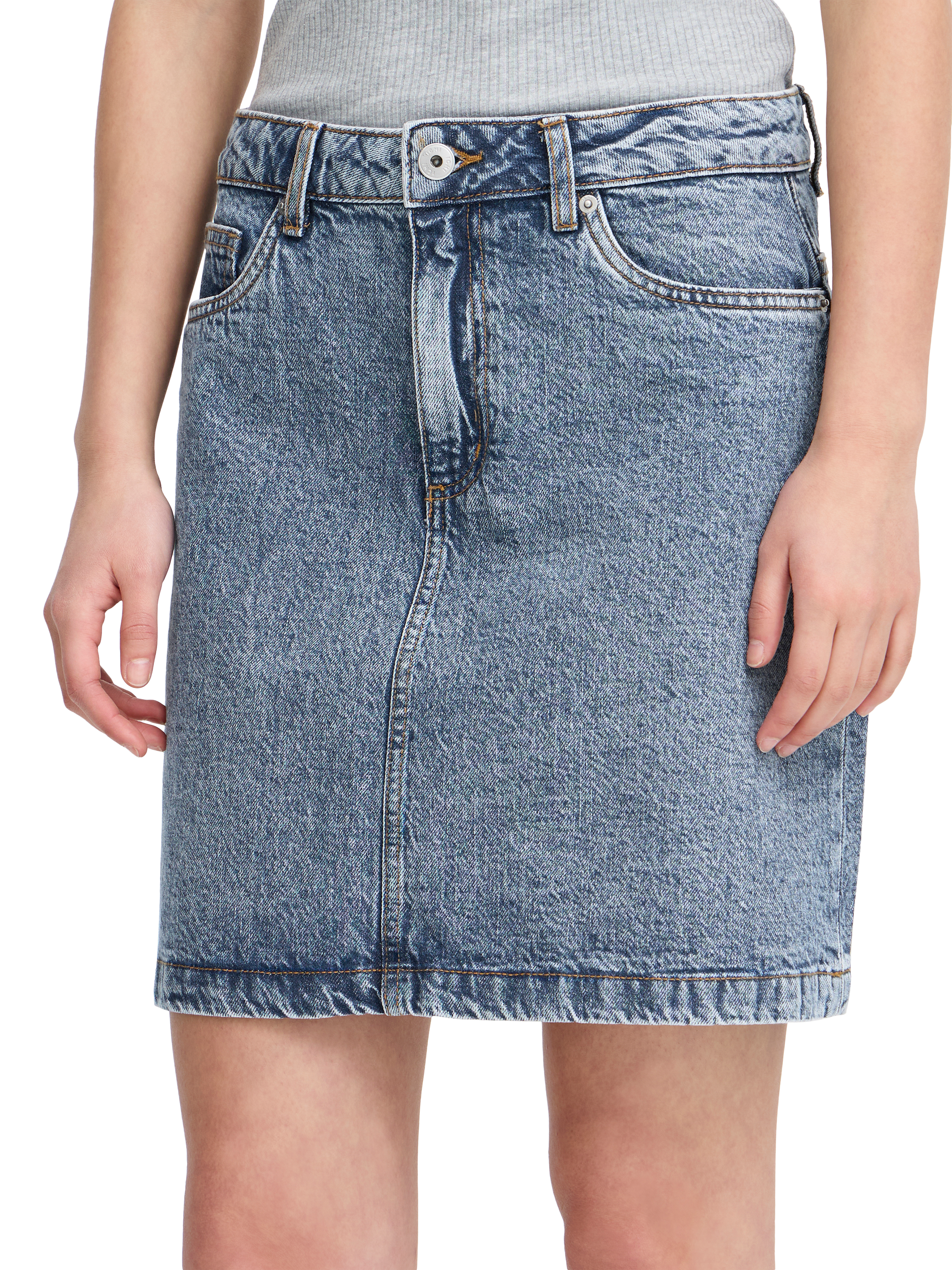 Product image 4 of 7, which shows ICHI Haveny Denim Skirt, Medium Blue, 8