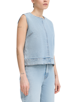ICHI Armios Denim Shell Top, Light Blue Washed, Light Blue Washed