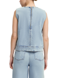 ICHI Armios Denim Shell Top, Light Blue Washed