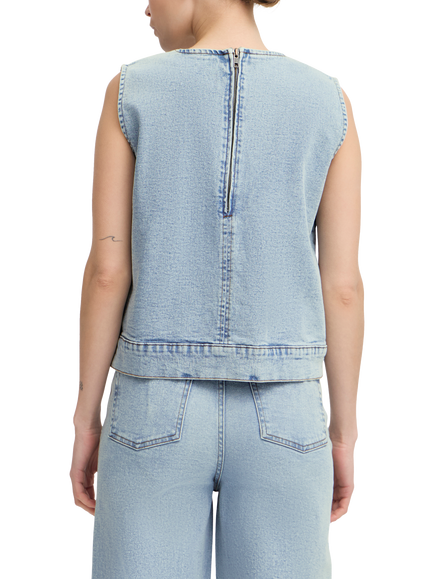 ICHI Armios Denim Shell Top, Light Blue Washed - view 2, Light Blue Washed