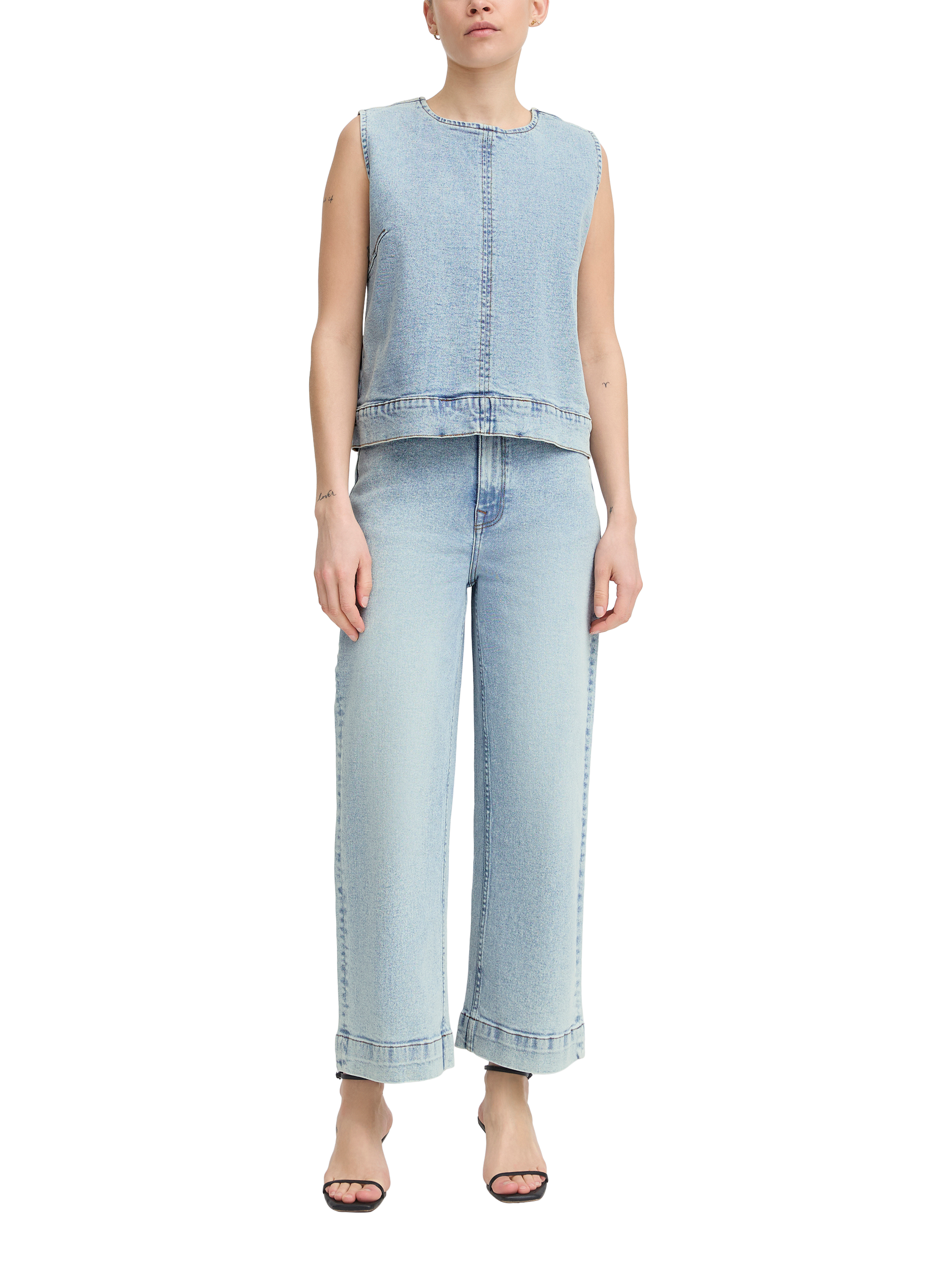 Product image 3 of 7, which shows ICHI Armios Denim Shell Top, Light Blue Washed, 10