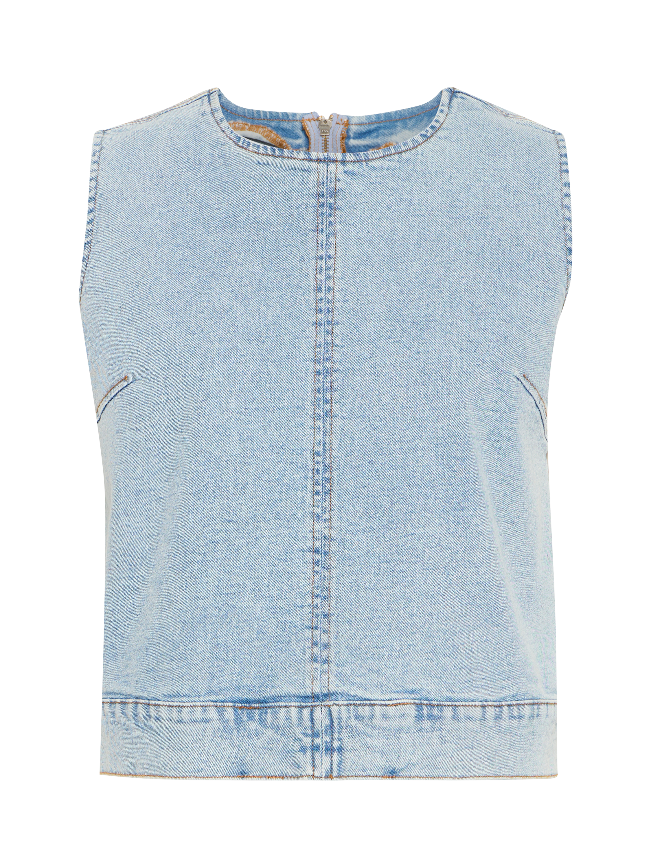 Product image 5 of 7, which shows ICHI Armios Denim Shell Top, Light Blue Washed, 10