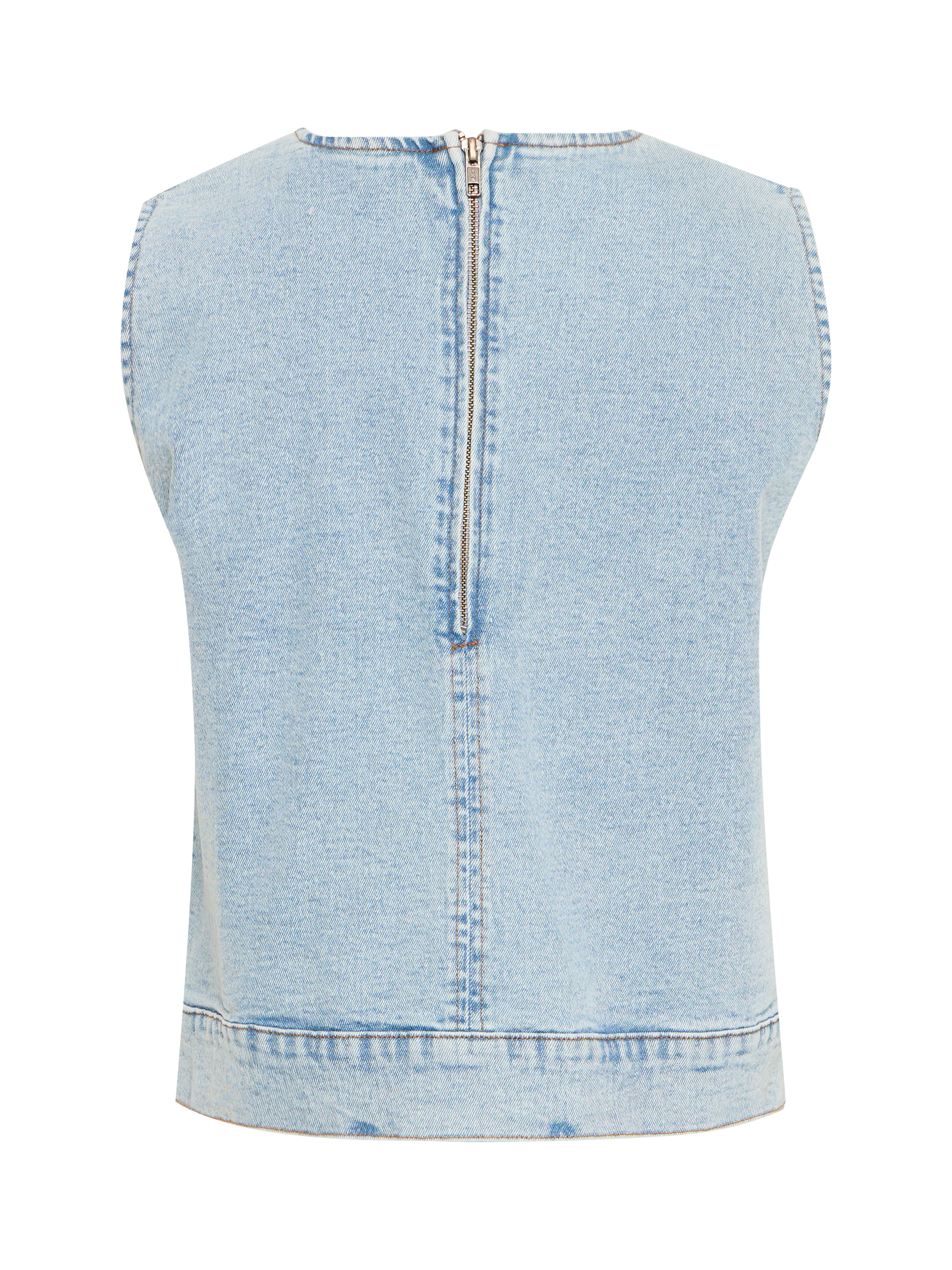 Product image 6 of 7, which shows ICHI Armios Denim Shell Top, Light Blue Washed, 10
