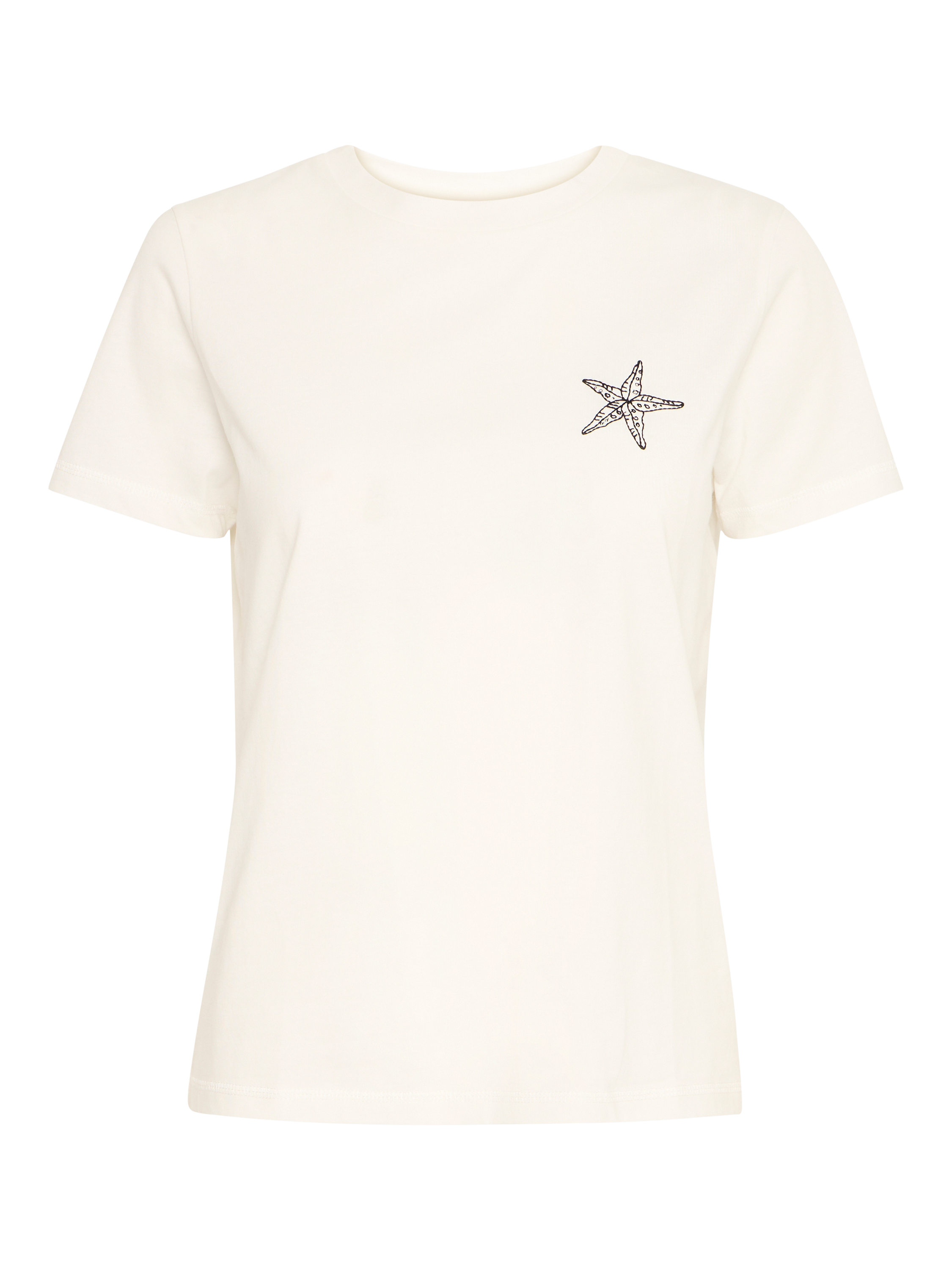 Product image 5 of 7, which shows ICHI Camino Crew Neck Starfish T-Shirt, Cloud/Black, XS