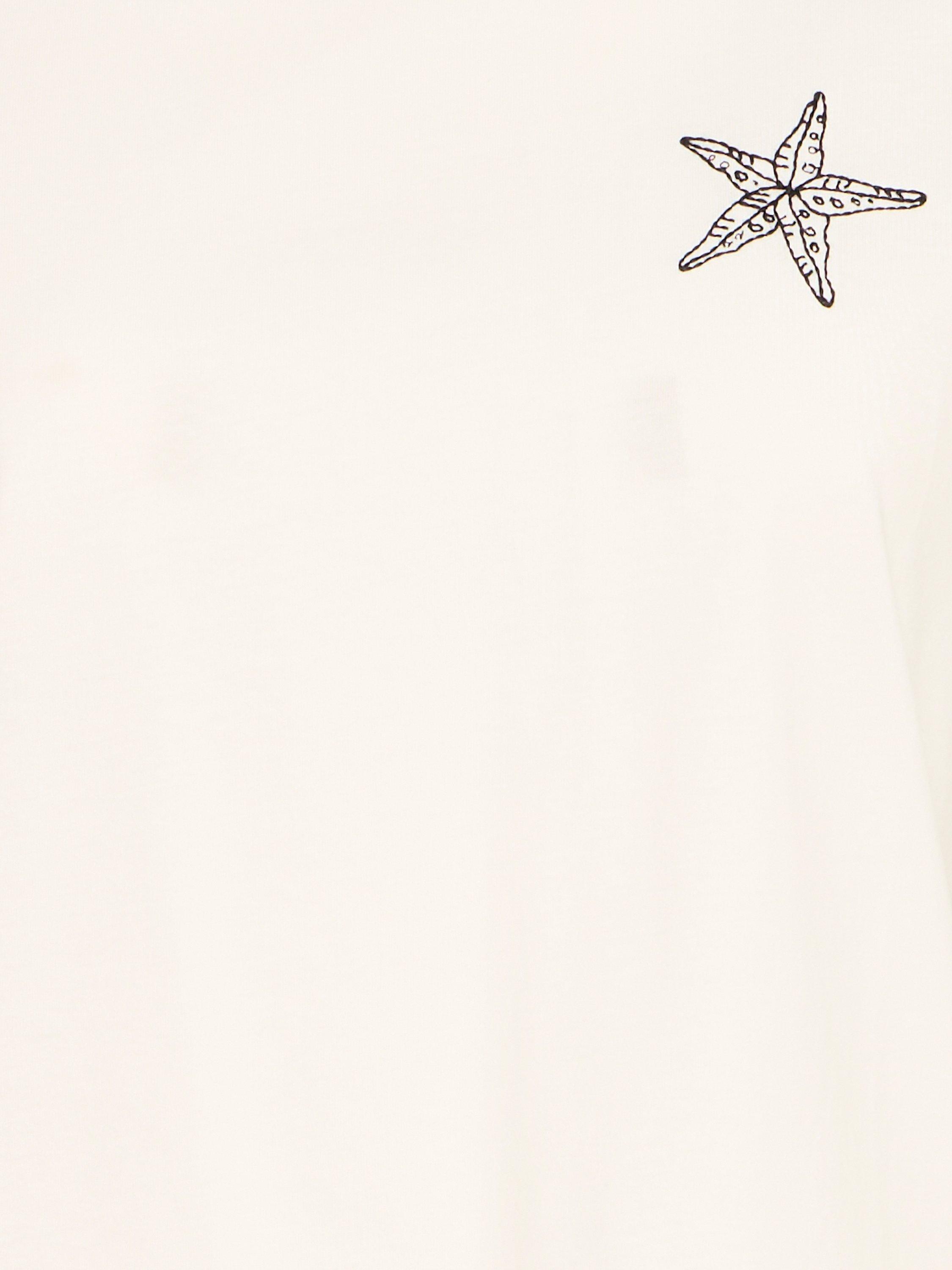 Product image 7 of 7, which shows ICHI Camino Crew Neck Starfish T-Shirt, Cloud/Black, XS
