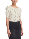 ICHI Debby Polka Dot Top, Birch/Multi