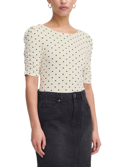 ICHI Debby Polka Dot Top, Birch/Multi, Birch/Multi