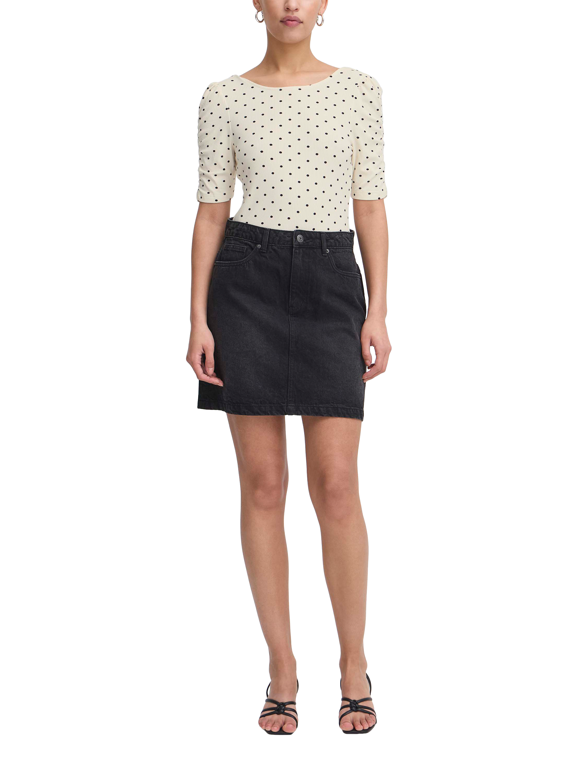 Product image 3 of 7, which shows ICHI Debby Polka Dot Top, Birch/Multi, XS