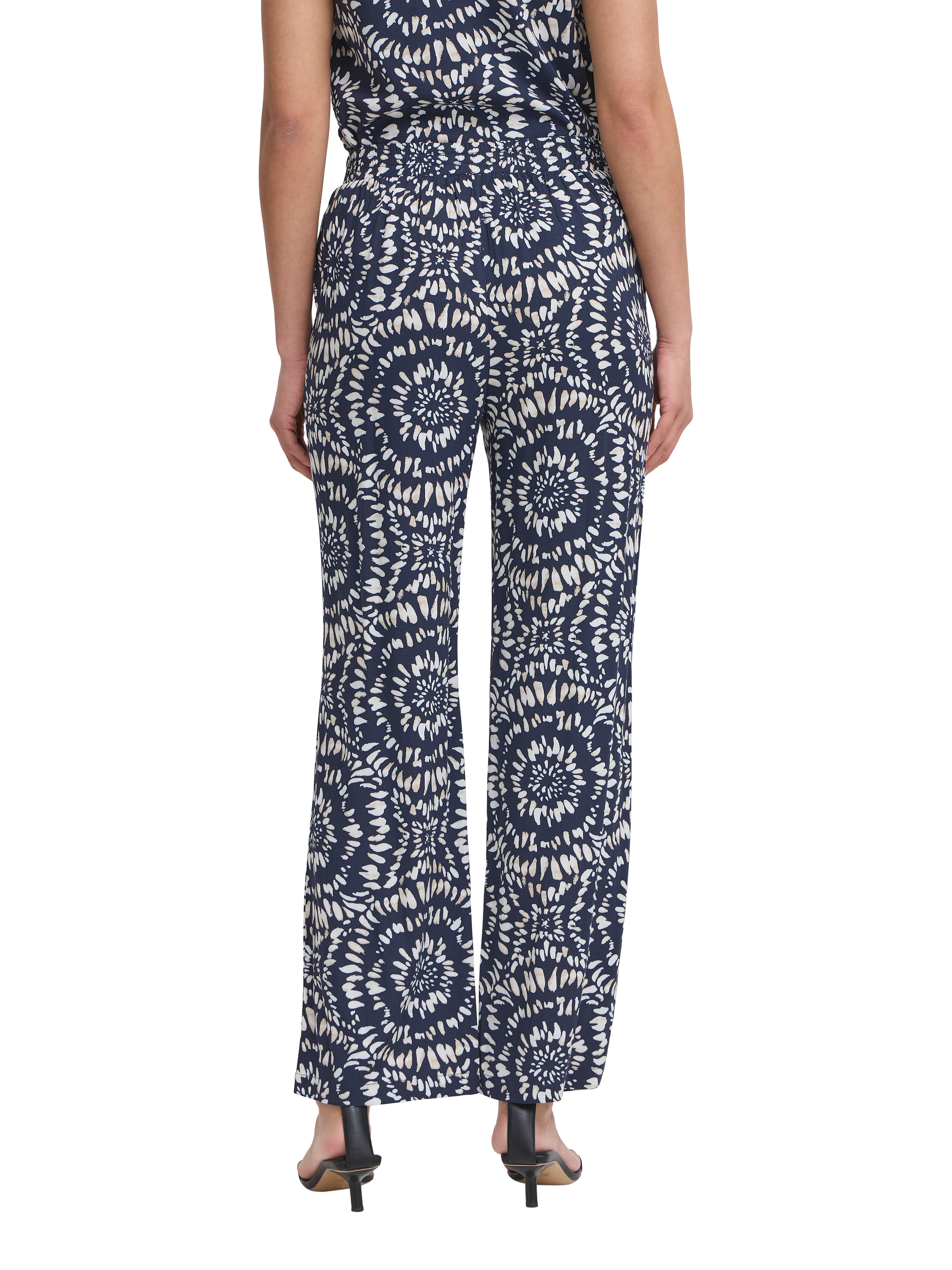Product image 2 of 7, which shows ICHI Haya Ikat Circle Trousers, Total Eclipse, 8