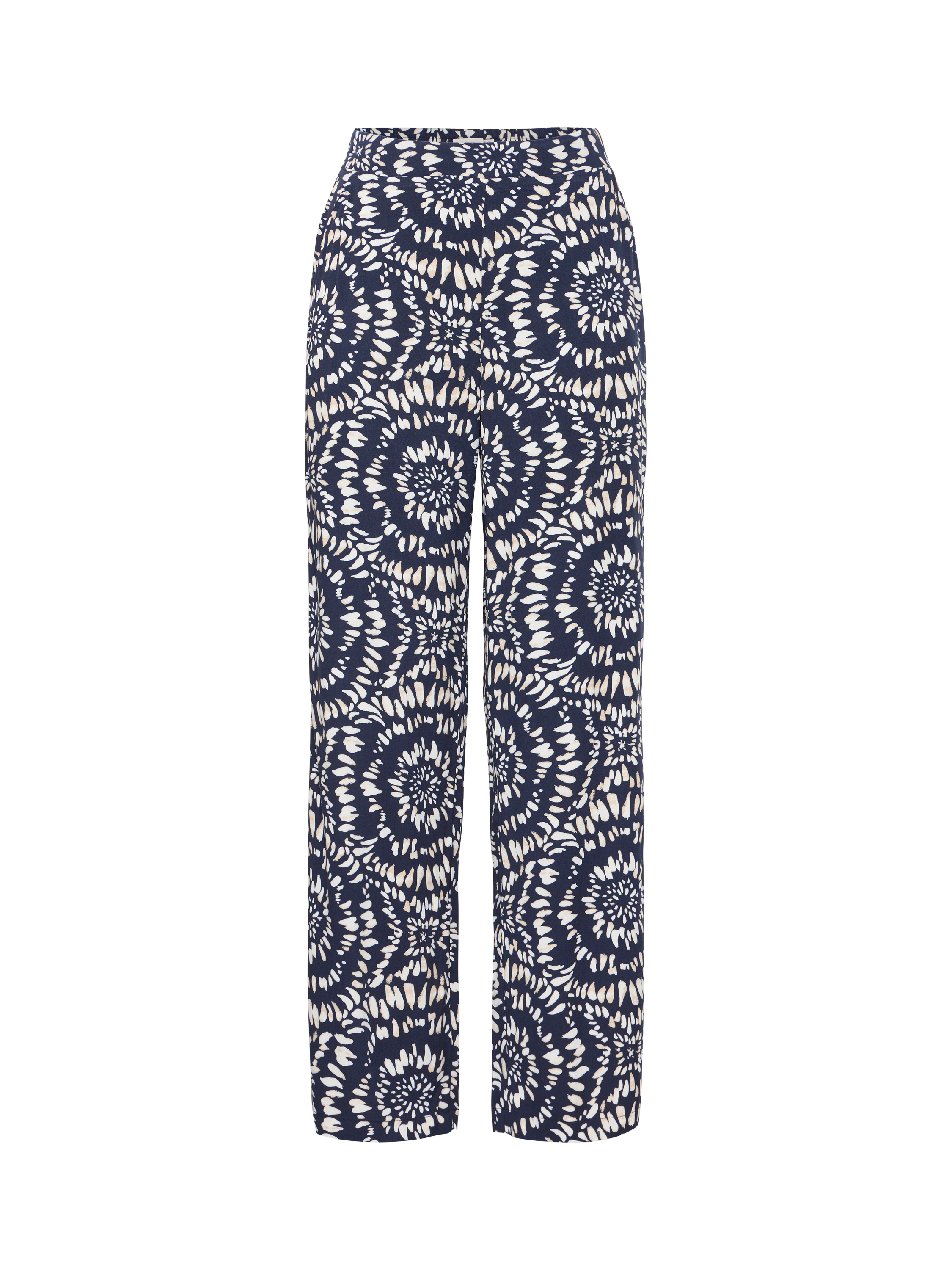 Product image 5 of 7, which shows ICHI Haya Ikat Circle Trousers, Total Eclipse, 8