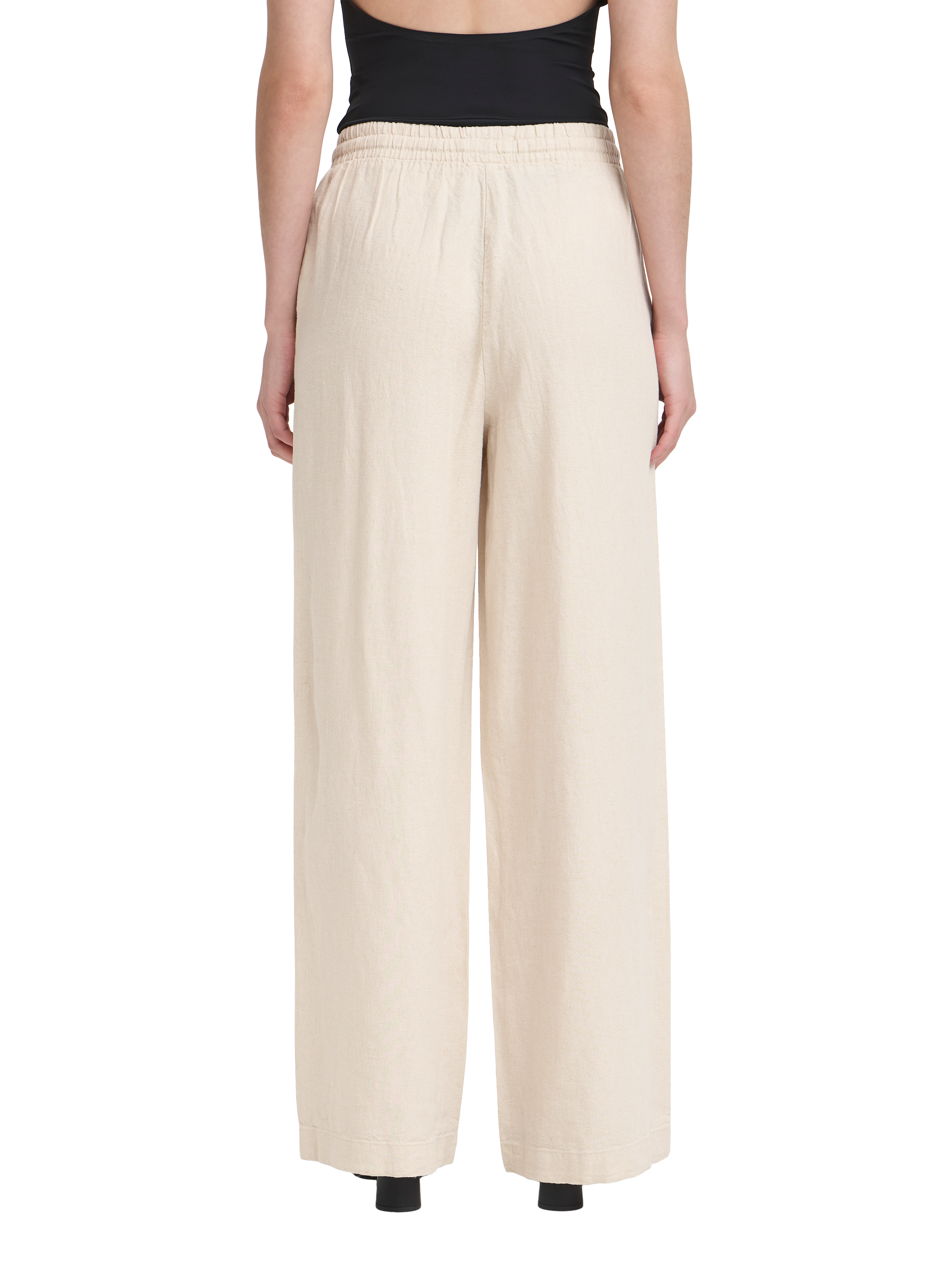 Product image 2 of 3, which shows ICHI Linno Linen Rich Wide Leg Trousers, Natural Ecru, 8