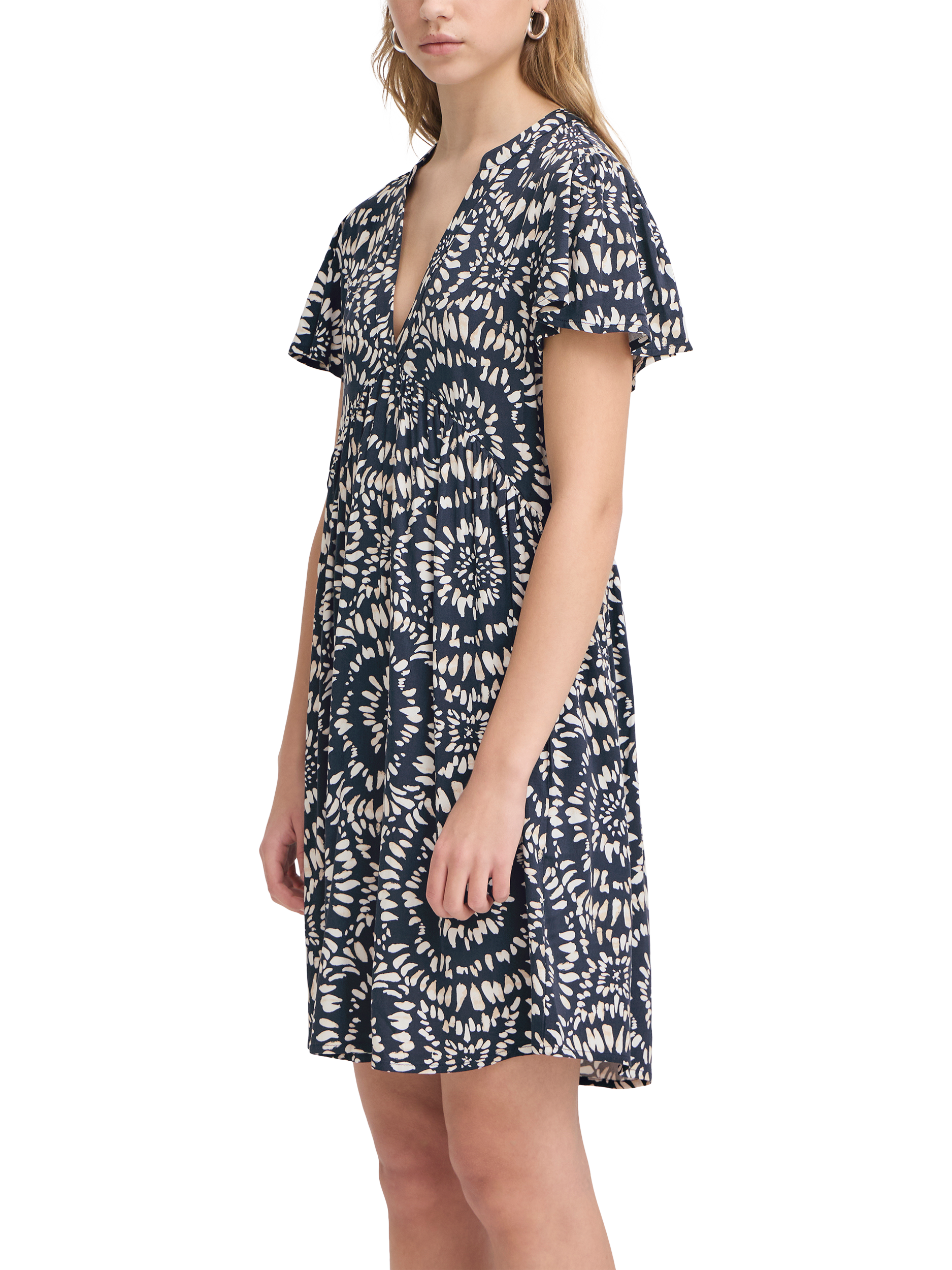 Product image 1 of 7, which shows ICHI Haya Ikat Circle Dress, Total Eclipse, 8