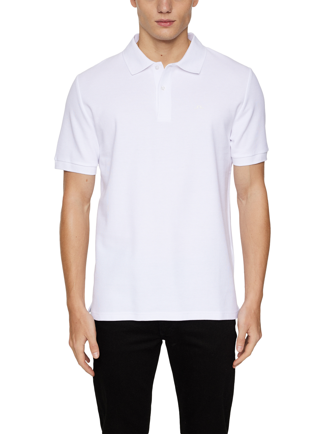 Product image 1 of 5, which shows J.Lindeberg Rudy Cotton Slim Fit Short Sleeve Polo Shirt, White, S